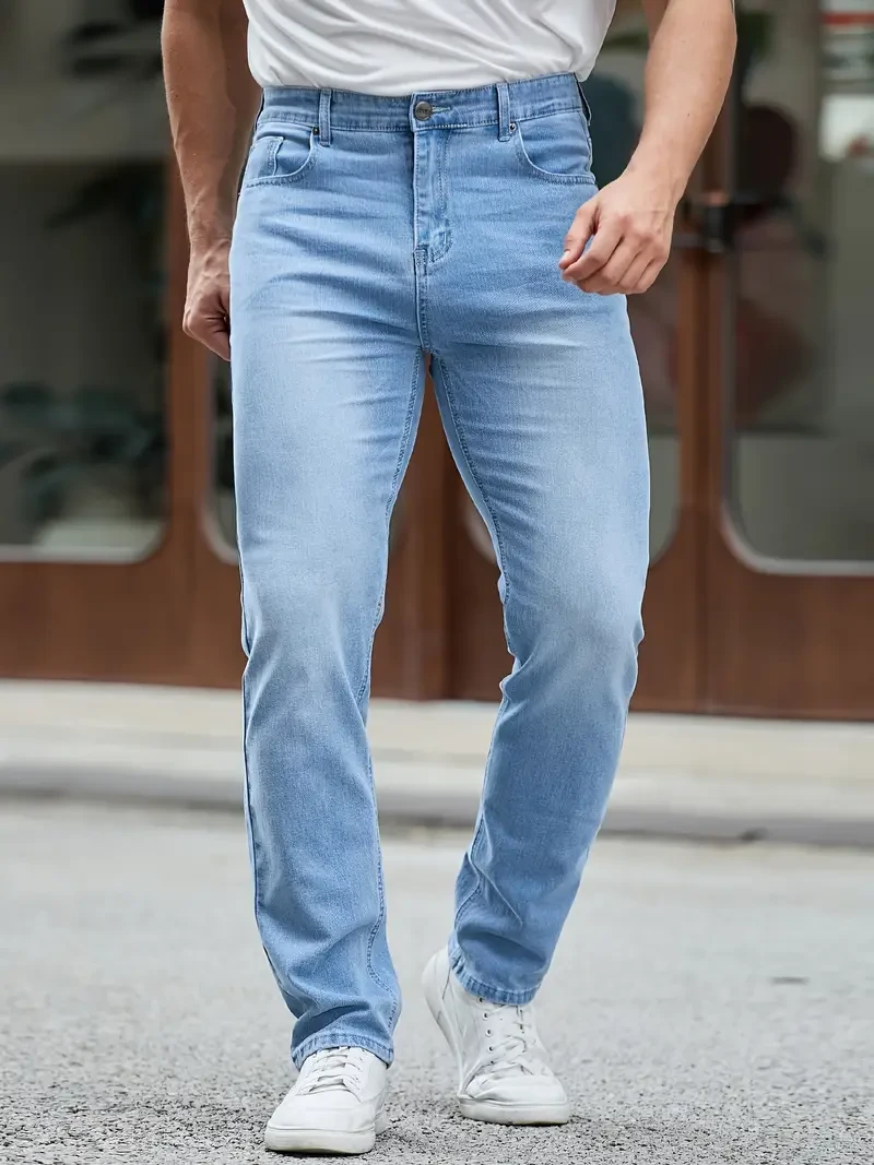 Men's Straight Leg Denim Pants - Classic and Versatile