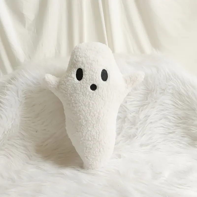 Festive Halloween Throw Pillow: Soft Ghost Decorative Pillow -
