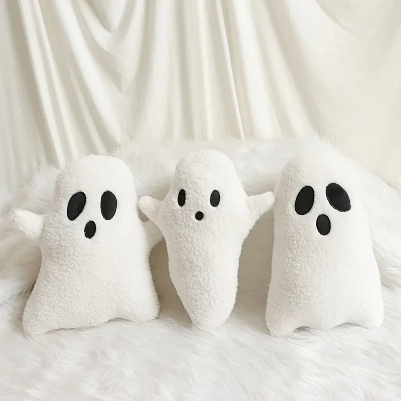 Festive Halloween Throw Pillow: Soft Ghost Decorative Pillow -