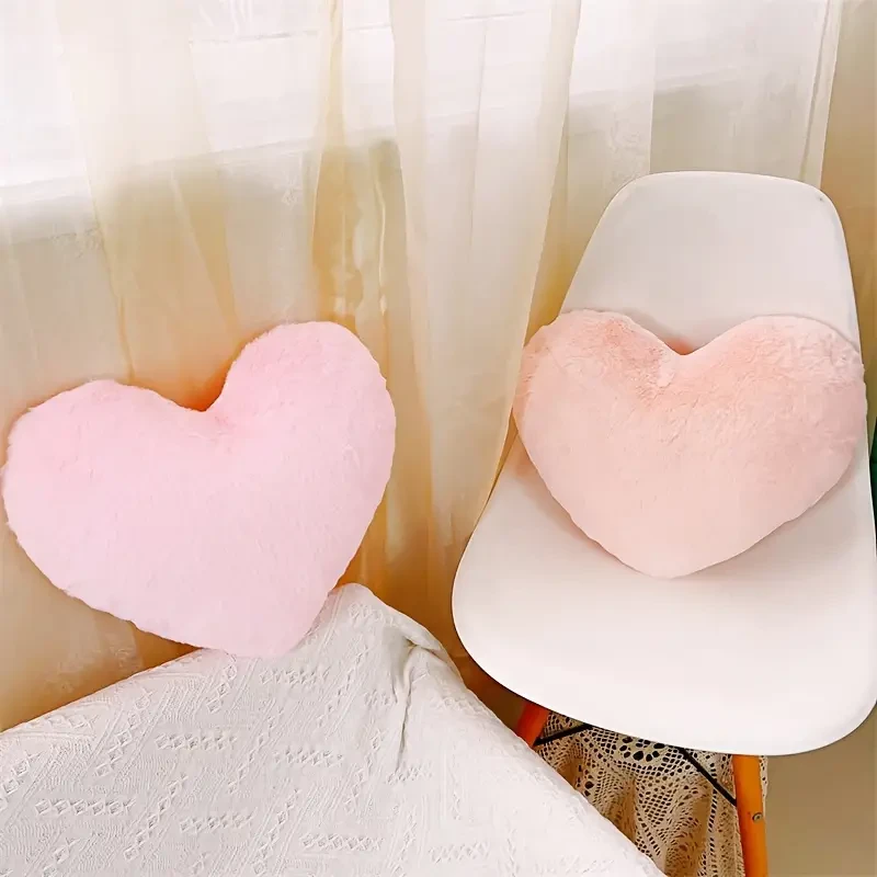 Heart Shaped Cartoon Cute Throw Pillow Cushion Long Plush Cushion Fluffy Soft
