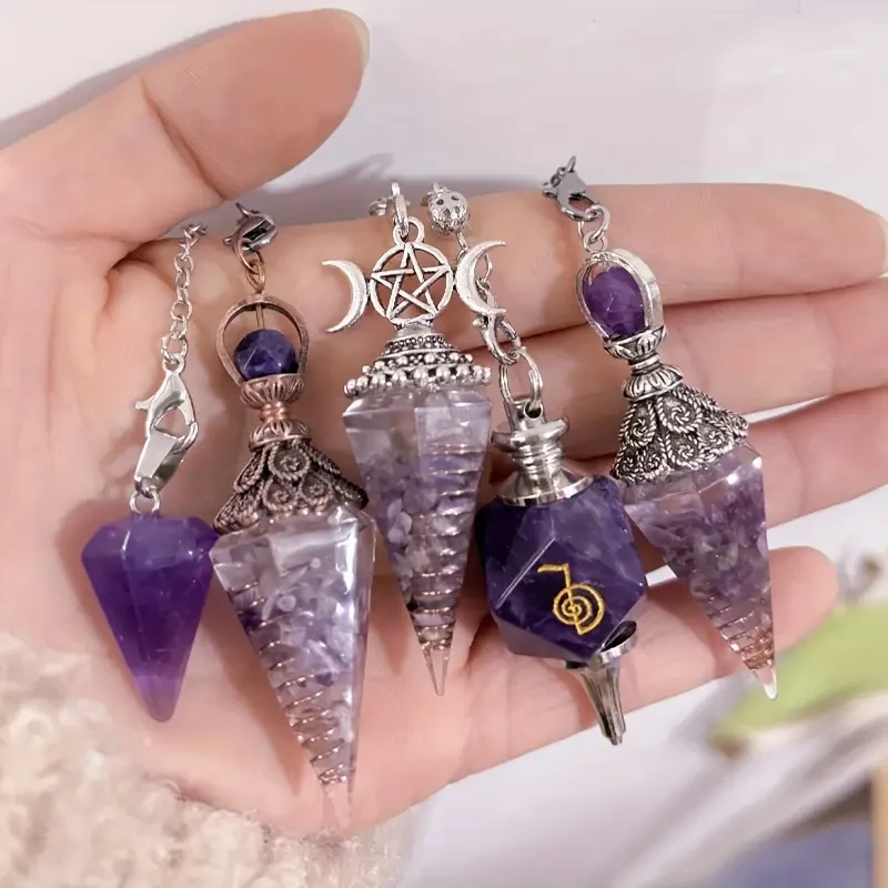 Amethyst Pendulum Pendant with Gravel Crown