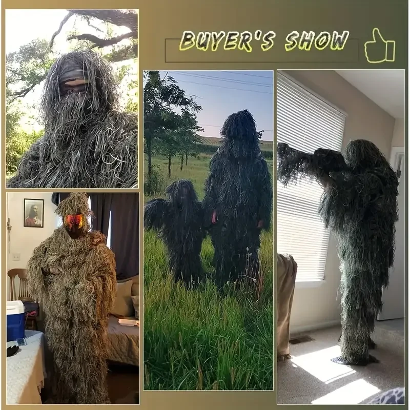 5-in-1 Ghillie Suit - Ultimate Camo for Hunting, CS, Bird Watching & Costumes