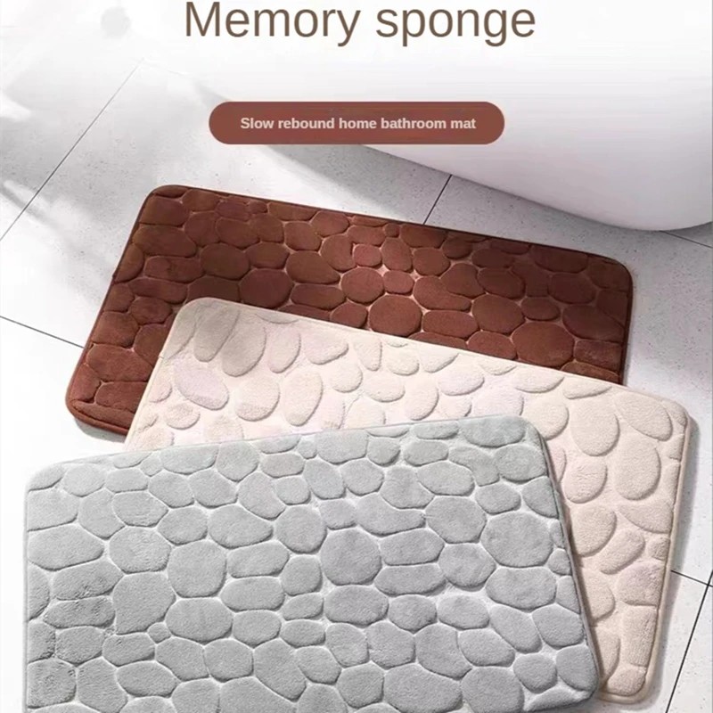 3D Non-Slip Bathroom Mat Cobblestone Embossed Bath Mats