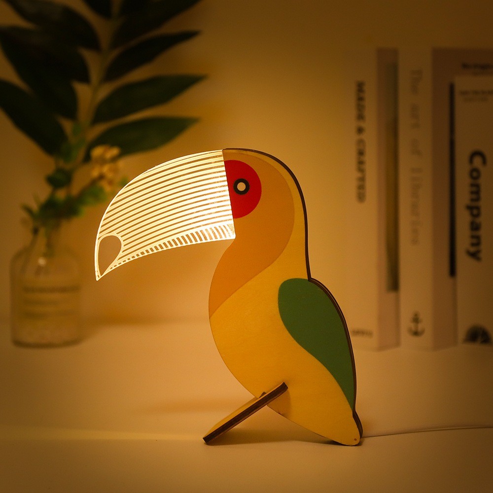 Animals LED Night Light Wood Acrylic Table