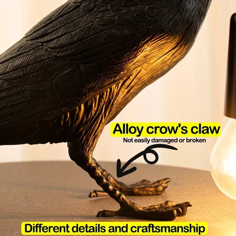 1pc Gothic-style Halloween Party Crow Lamp, Cute Black Crow Table Lamp