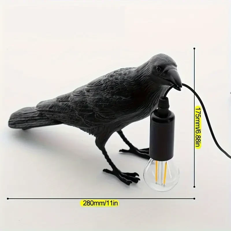 1pc Gothic-style Halloween Party Crow Lamp, Cute Black Crow Table Lamp