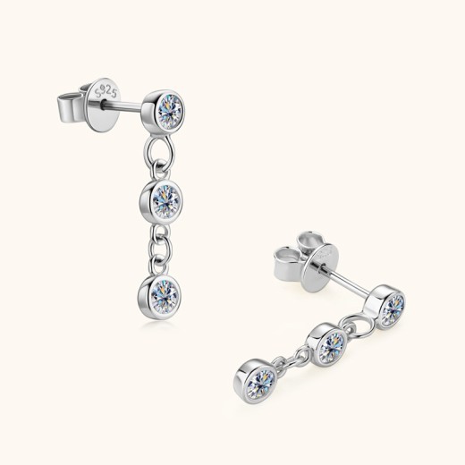 Temperament Wild Moissanite Stud Earrings Female Tassel Eardrops Special-interest Design High Sense S925 Sterling Silver Earrings Wholesale
