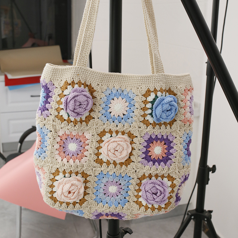 Creative Hand Weaving Stereo Flower Shoulder Bag