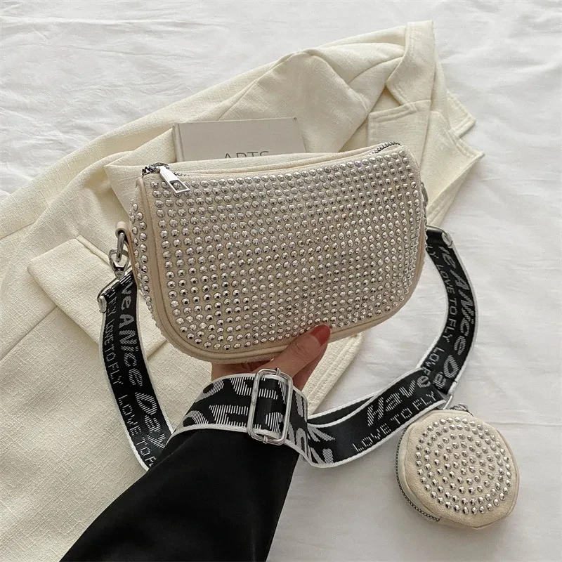 Rhinestone Fashion Party Shoulder Bag with Small Purse