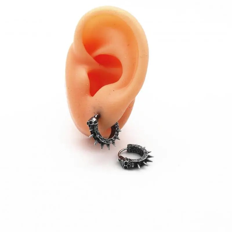 Gothic Black Skull Awl Earrings