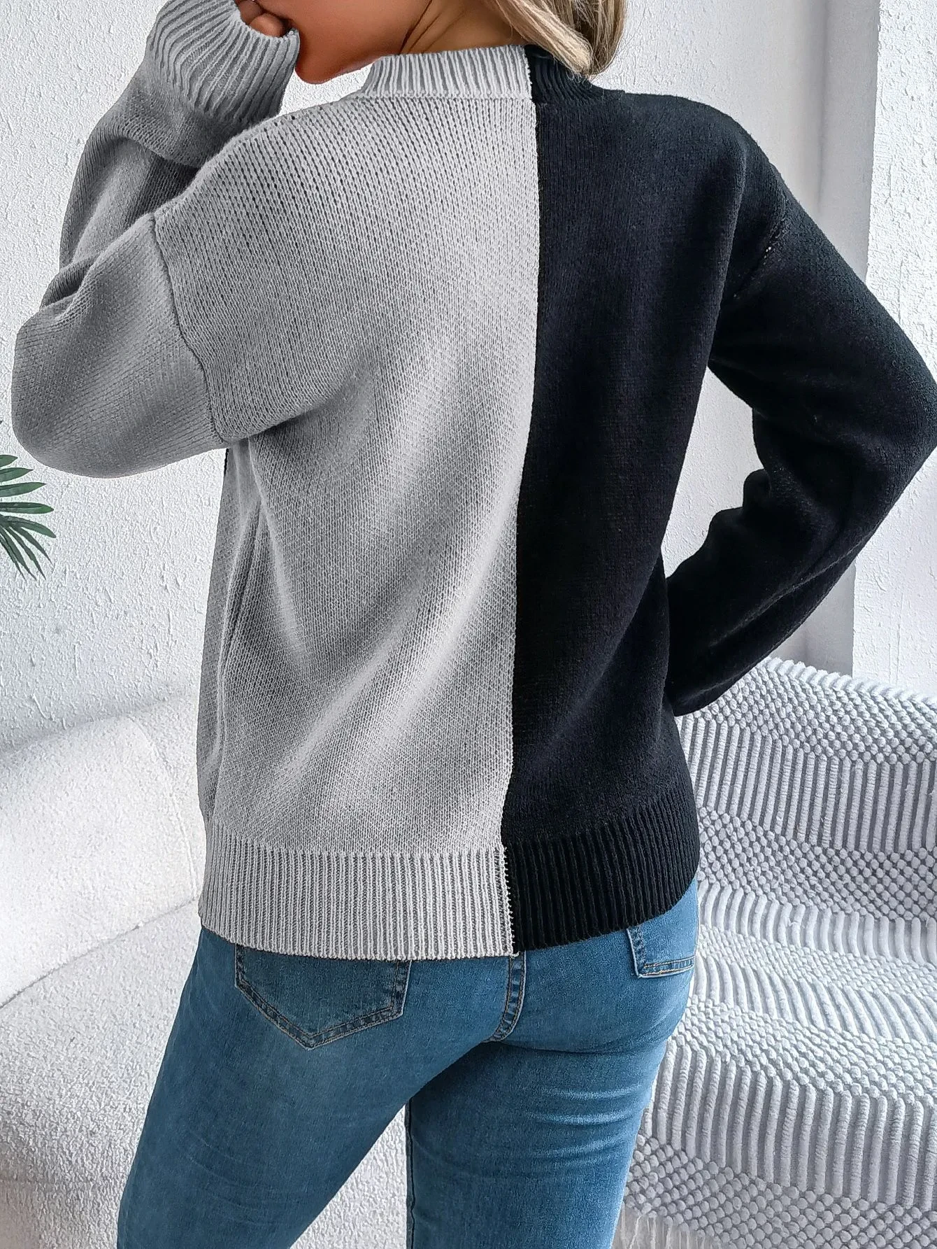 Halloween Contrast-color Pullover Sweater  For Women's Clothing