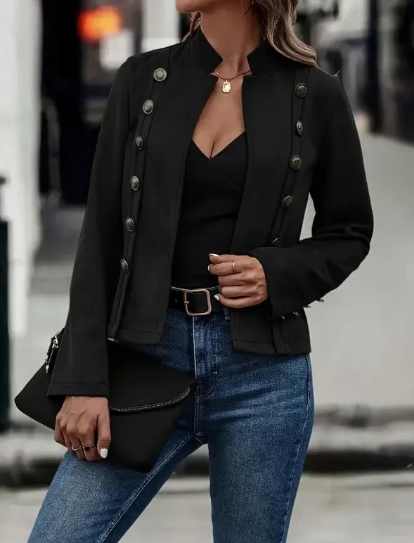 Decorative Design Fashion Retro Suede Long Sleeve Outwear Tops Coat For Womens Clothing
