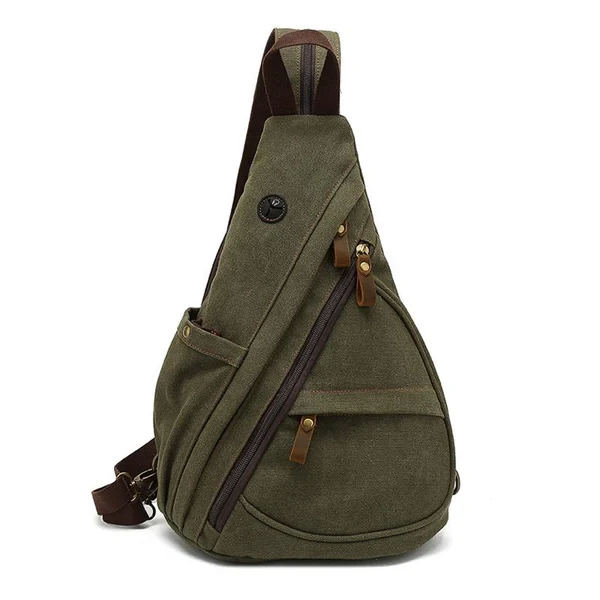 Men's Vintage Canvas Solid Color Chest Bag