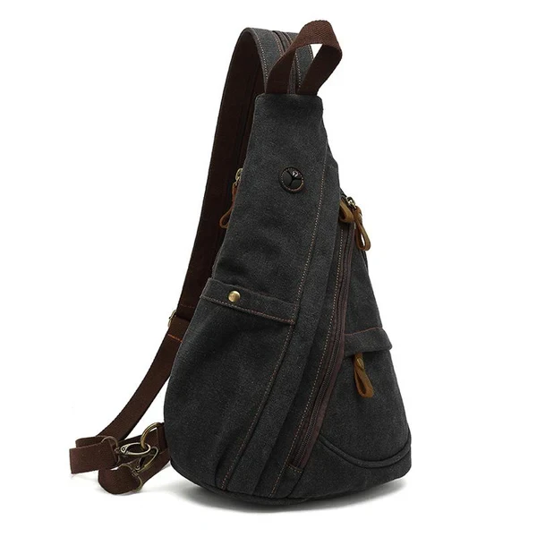 Men's Vintage Canvas Solid Color Chest Bag
