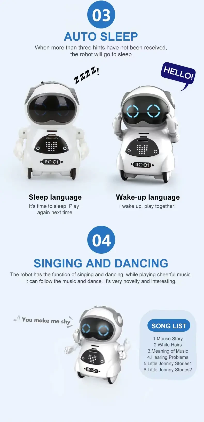Mini Interactive Talking Robot Toy - Sings, Dances, Tells Stories, LED Eyes, Colorful Body - Perfect Gift for Kids on Christmas, Halloween, Thanksgiving, Birthdays
