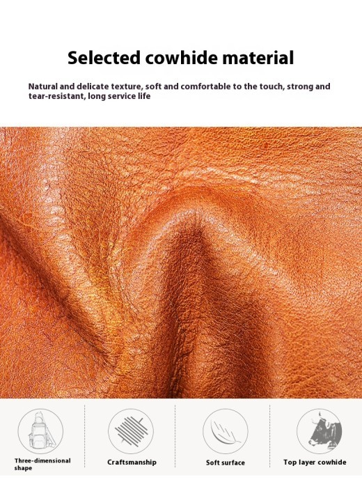 Men's Casual First Layer Cowhide Small Chest Bag