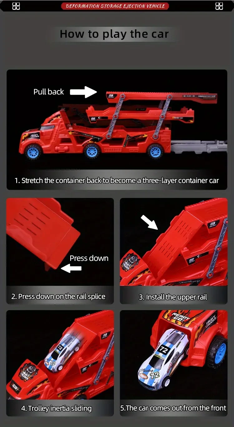 Children's Toy, Fire Truck Toy, Retractable, Foldable, Ejectable Car Toy, Send Eight Cars, Boy And Girl's Storage Car, Suitable For Gift Giving Christmas, Halloween, Thanksgiving Gift Halloween Gift