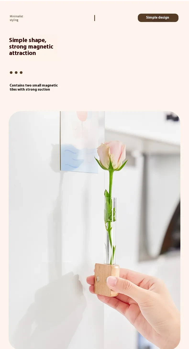 Wood Color Refridgerator Magnets Magnetic Suction Test Tube Vase Home Decor