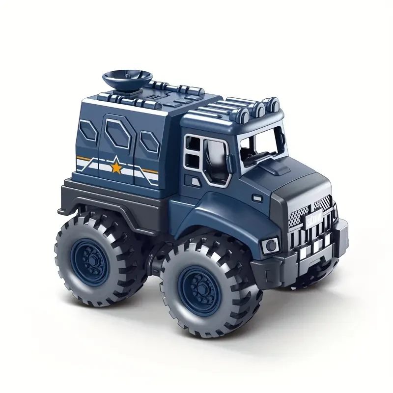 Push-Operated 4-Piece Mini Military Series Armored Vehicles Set with Missile and Rocket Launcher Models for Boys, Suitable for Ages 3-6 Years Inertia Toy Trucks with No Wireless Features