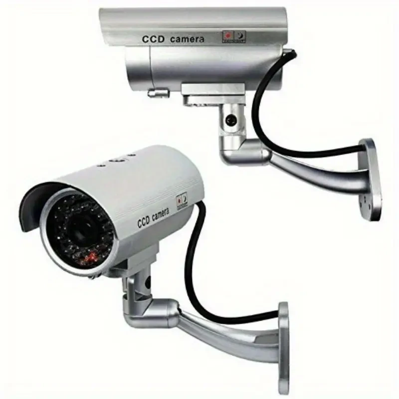 2 Pack Realistic Dummy Security Cameras with LEDs - Indoor/Outdoor Protection