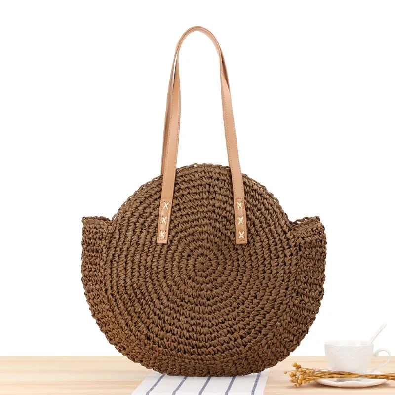 Straw Summer Round Shoulder Bag