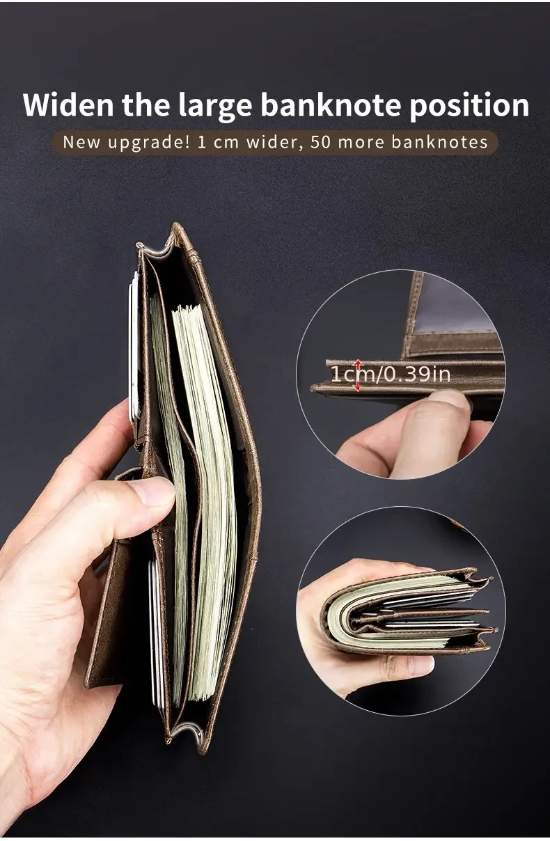 Luxury Large-Capacity Retro Leather Men's Wallet - Holds Driver's License, Multiple Credit Cards, and Cash - Ideal Gift for Him, Fashionable and Durable