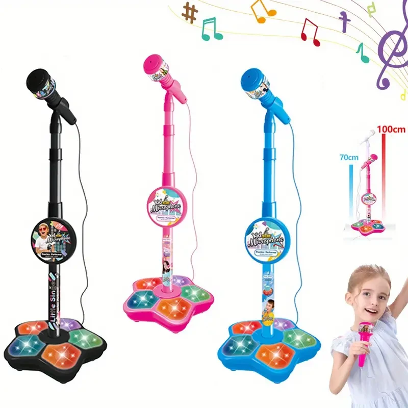 Microphone With Stand Karaoke Song Music Instrument Toys Brain-Training Educational Toy Birthday Gift For Girl Boy As Halloween, Chrismas