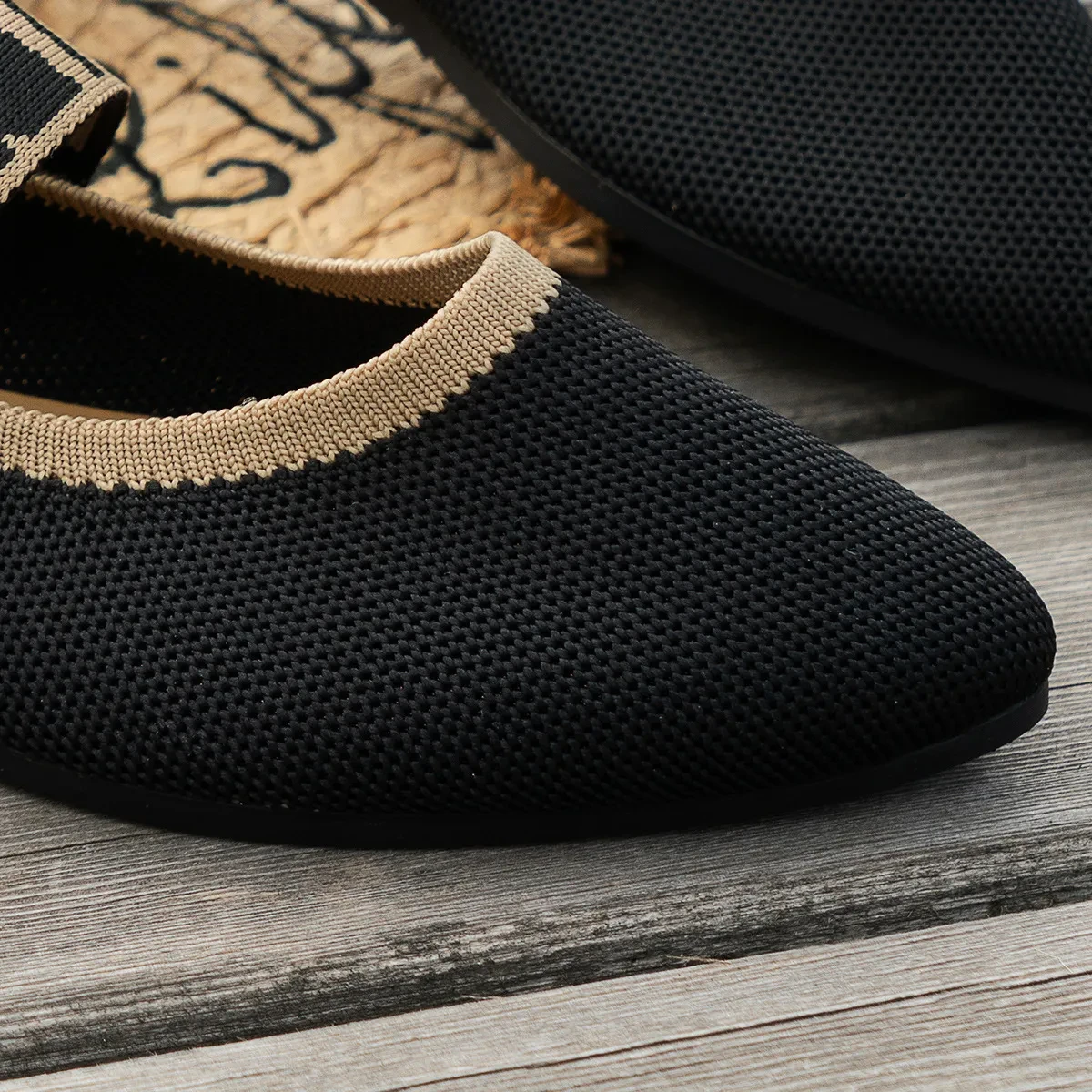 Striped Flats Shoes Fashion Casual Pointed Toe Loafers Lazy Shoes For Women