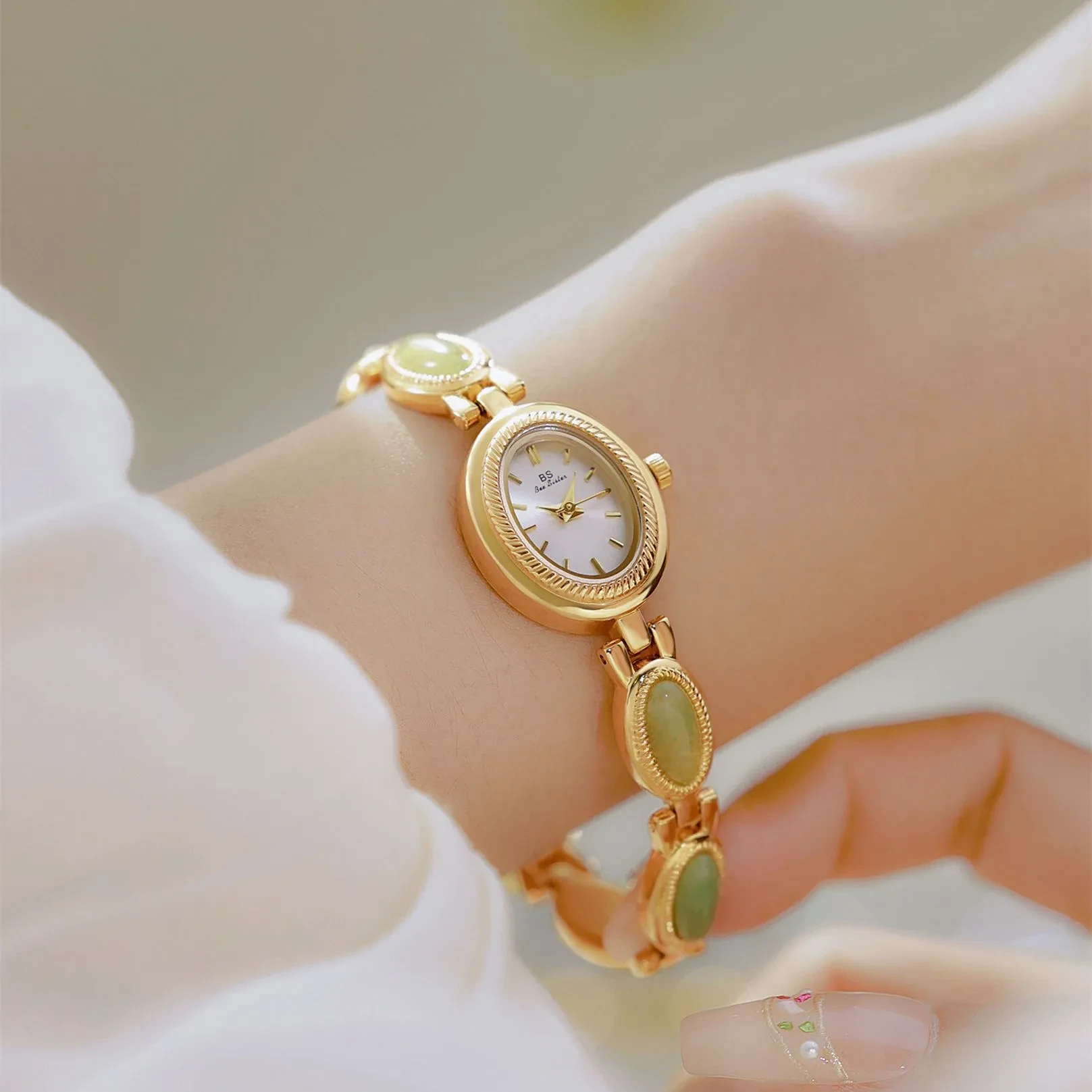 Watch Ladies Bracelet Luxury Brand Waterproof Retro Natural Dongling Stone Hetian Jade