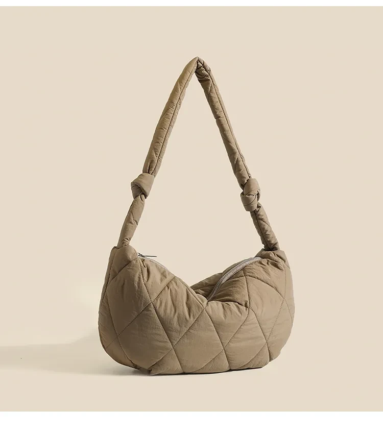 Down Cotton Dumpling Bag Shoulder Crossbody Rhombus Underarm Bag