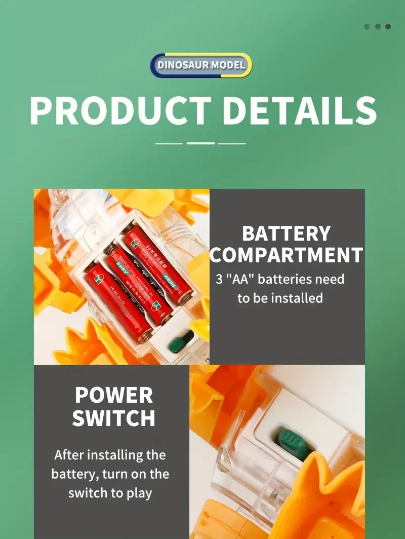 Electric Light Music Dinosaur, Can Be Leash On The Ground Walking, Each Dinosaur Has Two Colors, Matching One Dinosaur In A Box, Random Delivery, Need To Use 3 AA Batteries, Not Packaged Battery