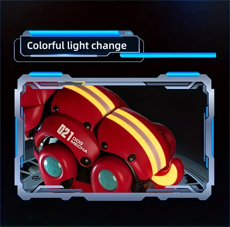 Interactive Colorful Breathing LED Mechanical Dog Toy with Music - Battery-Powered, Educational Early Learning for Youngsters - Perfect Gift for Christmas, Halloween, Thanksgiving