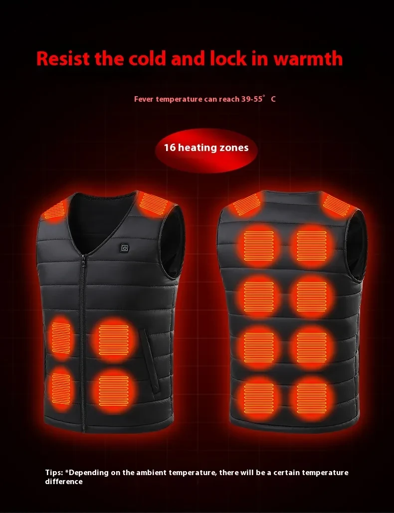 Smart Self-heating Vest V-neck USB Charging