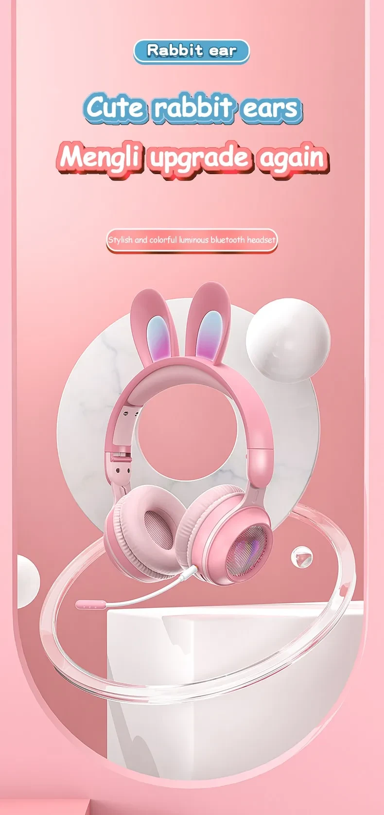 Rabbit Ear Headphones Wireless Luminous