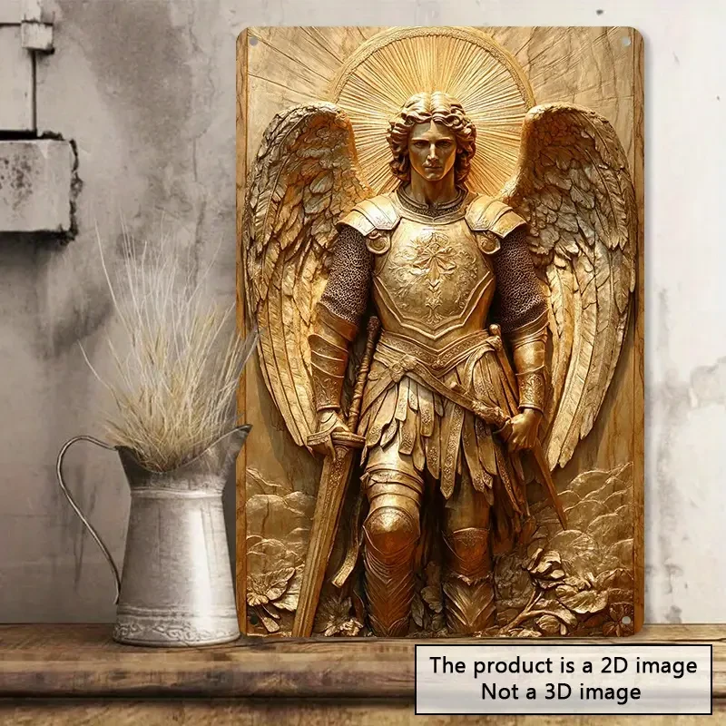 Golden Archangel Michael Aluminum Wall Art