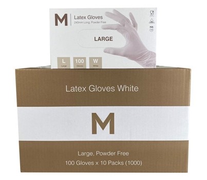 GLOVES LATEX POWDER FREE WHITE LARGE 100s/PKT (MATTHEWS)