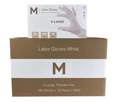 GLOVES LATEX POWDER FREE WHITE X-LARGE 100s/PKT (MATTHEWS)