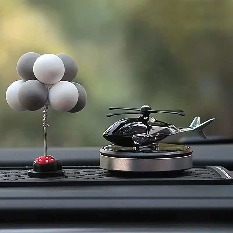 Solar-Powered Helicopter-Shaped Car Air Freshener, High-Quality Metal Auto Diffuser