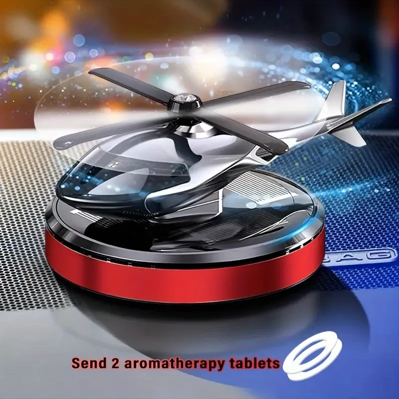 Solar-Powered Helicopter-Shaped Car Air Freshener, High-Quality Metal Auto Diffuser