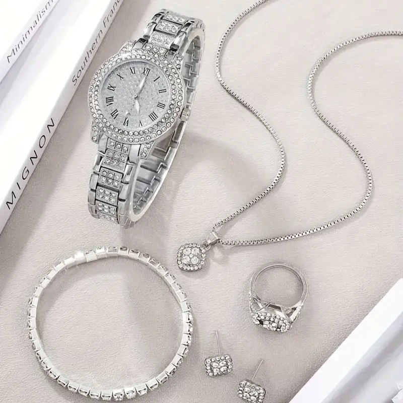 Luxurious Rhinestone Quartz Watch - set