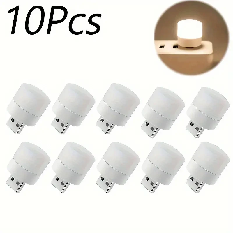 Mini USB Night Light - Set of 10 Warm White LED Book Reading Lights