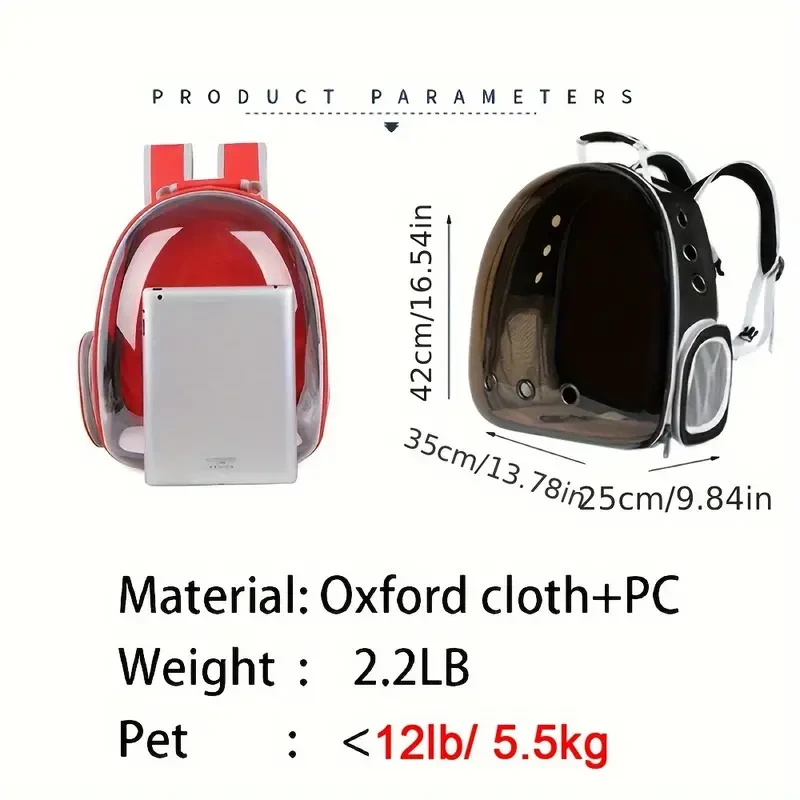 Breathable Transparent Space Capsule Cat Backpack - Durable Acrylic Pet Carrier