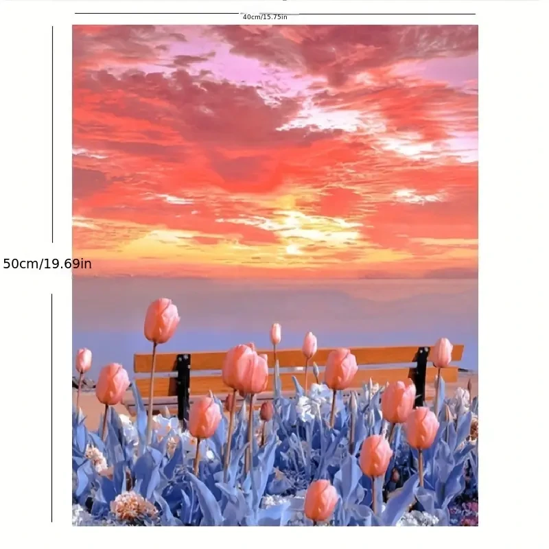 Paint By Number Kit on Canvas 40x50 cm with Wooden Frame  Glowing Tulips