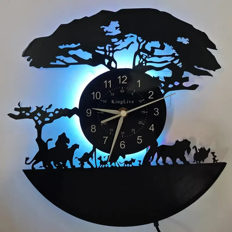 Animal Silhouette Vinyl Wall Clock with Glowing Backlight