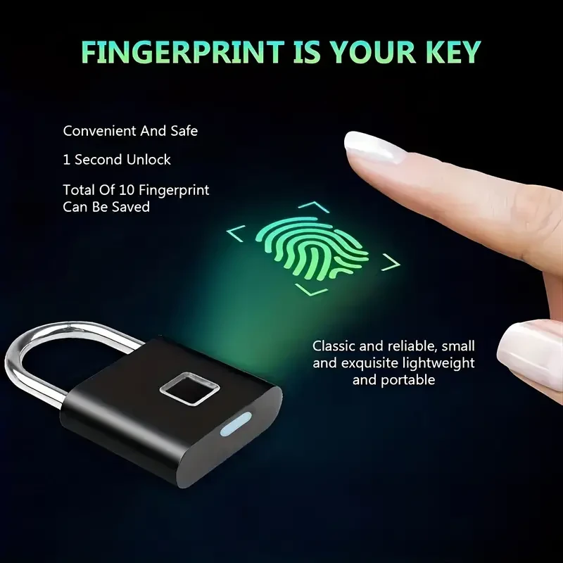Mini Smart Fingerprint Padlock - USB Rechargeable & Water-Resistant