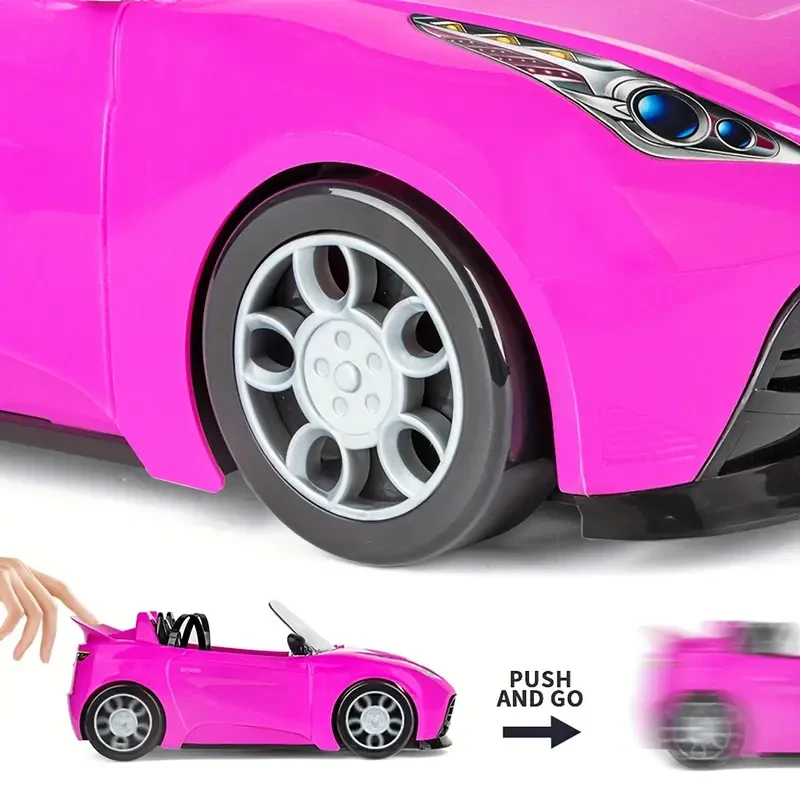 Children's Doll Sports Car Model - Fits 29.21 cm Doll Accessories - 2 Seater Convertible with Harness and Roller - Christmas Gift for Girls