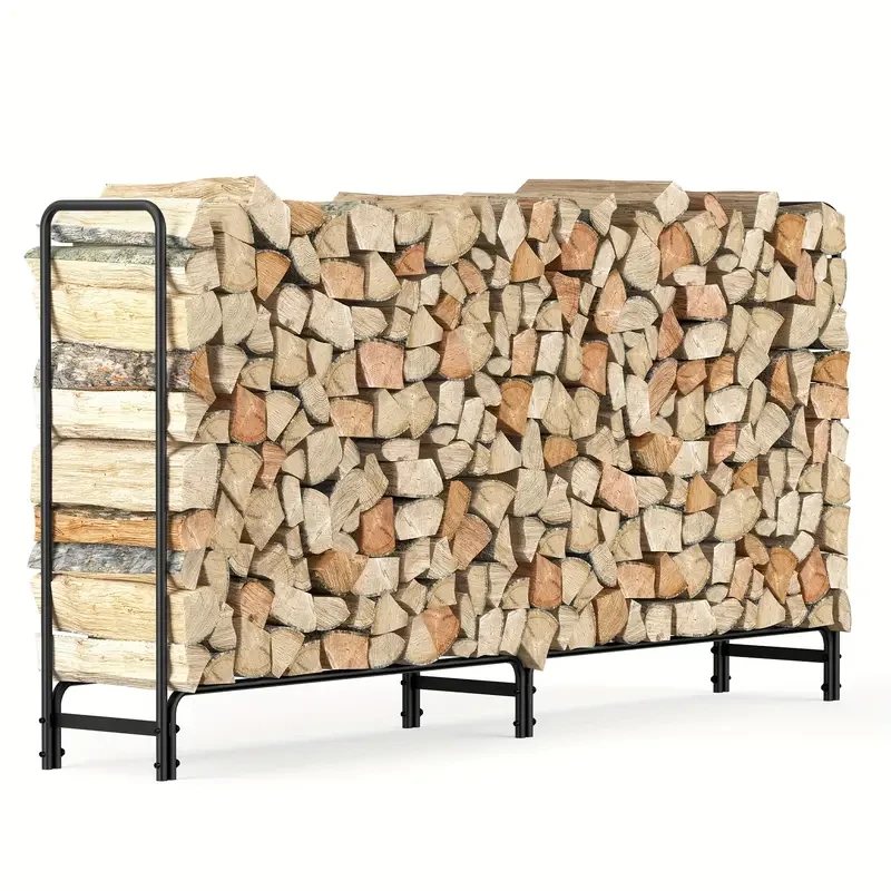 Heavy-Duty Metal Firewood Rack  Wrought Iron Log Holder for Fireplace
