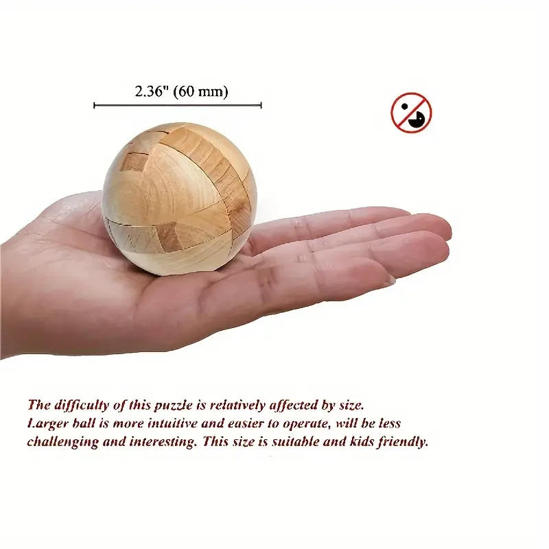 Wooden Magic Ball Puzzle  Brain Teaser Toy & Intelligence Game
