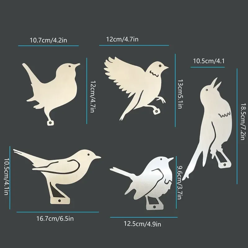 5pcs Rusty Metal Birds Set  Outdoor Garden & Yard Decor