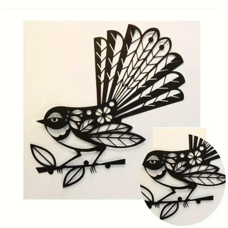 Silvery Carbon Steel Bird & Floral Cutting Dies 10.16x9.4cm Embossing Stencil Set